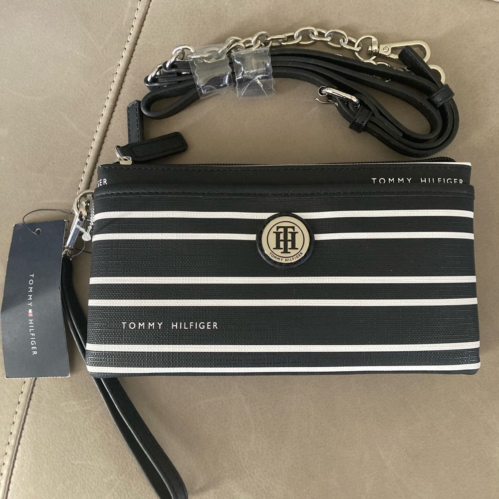 Tommy Hilfiger Monochrome Striped Wristlet